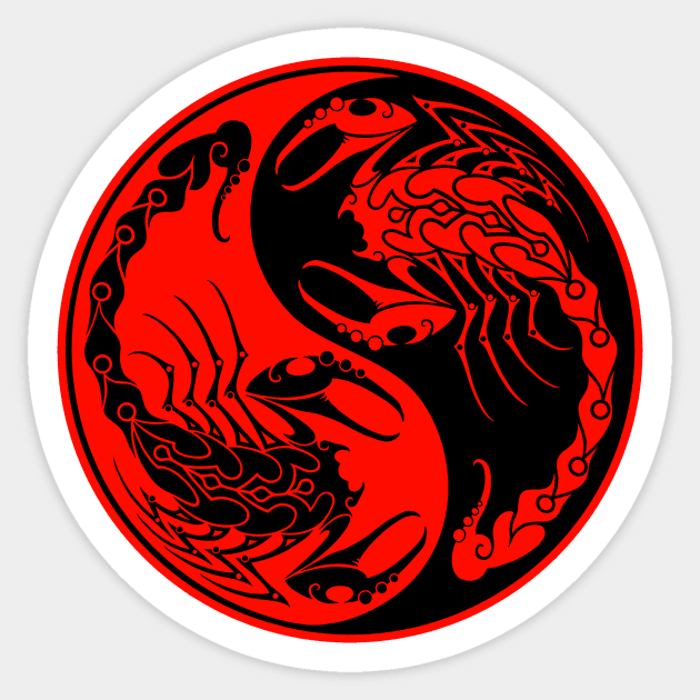 Red and Black Scorpions Yin Yang Sticker by jeffbartels